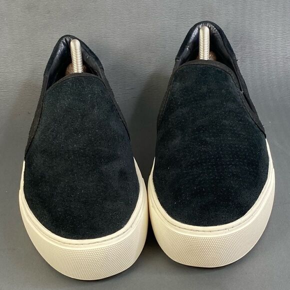UGG Women's  Abies Perforated Black Suede Slip On Platform Sneaker Shoe 8.5 - Picture 2 of 8